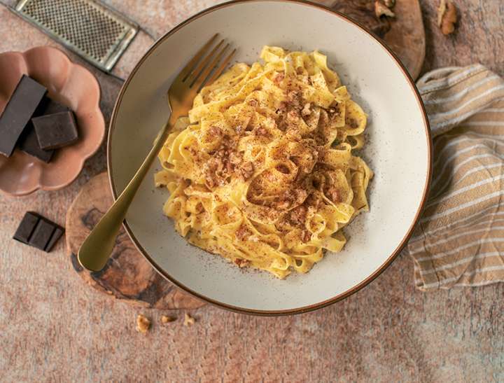 Fettuccine choco-gorgonzola