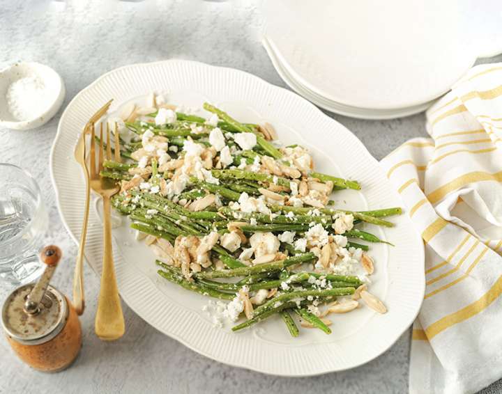 Haricots verts, amandes et feta